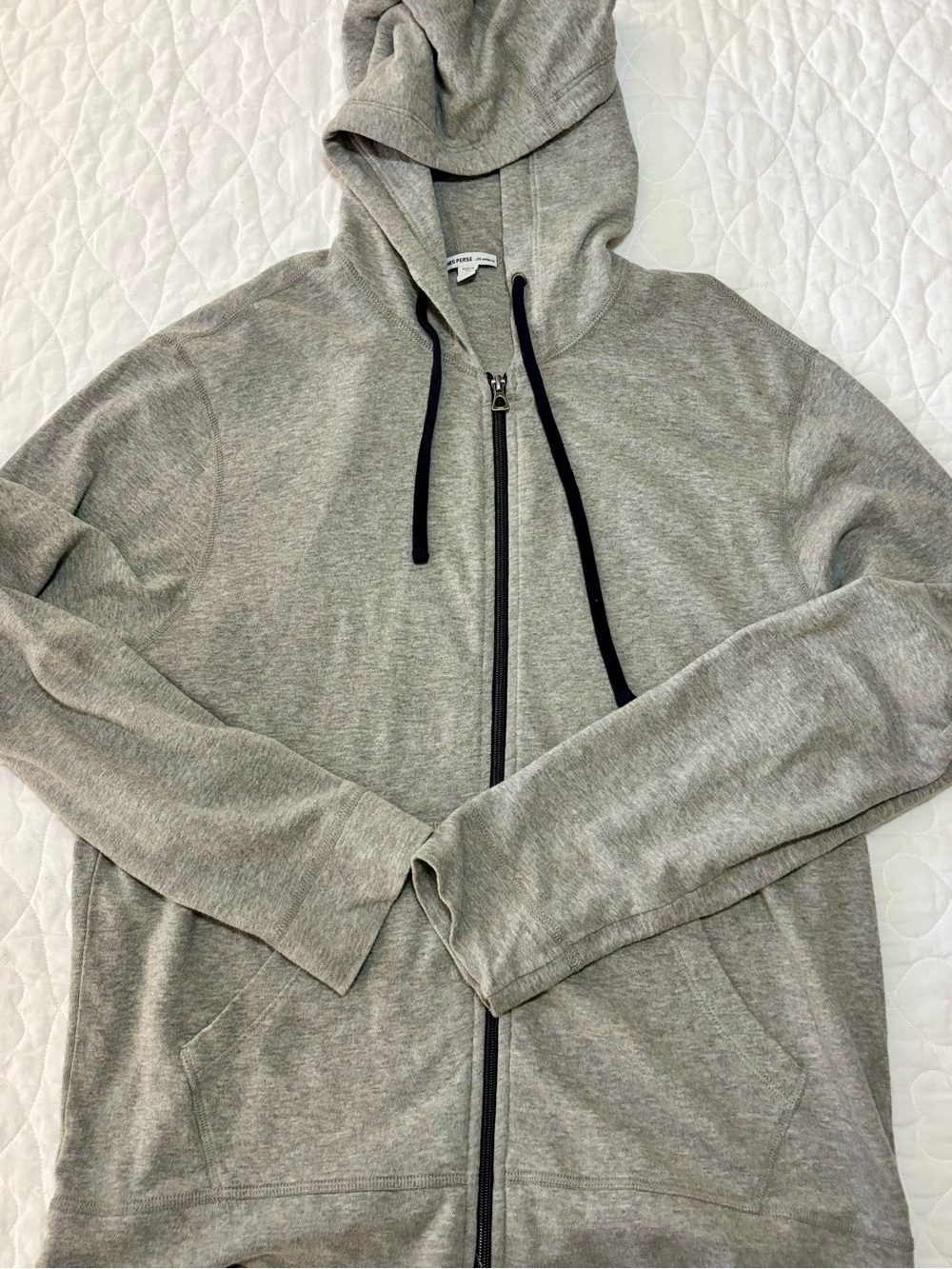 James Perse Los Angeles Men’s Vintage French Terry Zip-Up Hoodie Size 4 XL Gray